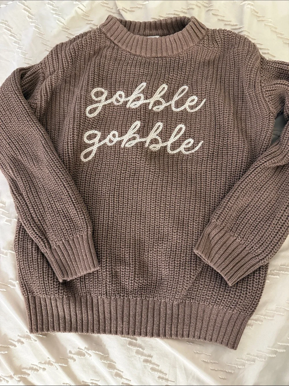 Kids Taupe 'Gobble Gobble' Knit Sweater